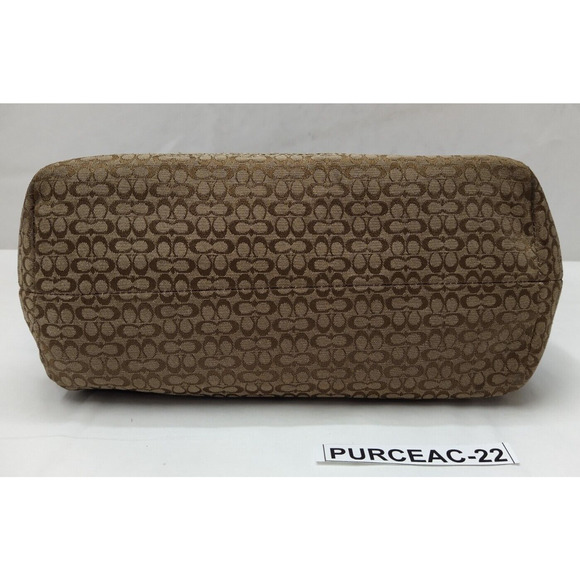 Coach Signature Brown Canvas Leather Trim Double Handle Zipper Tote Bag - Picture 7 of 16